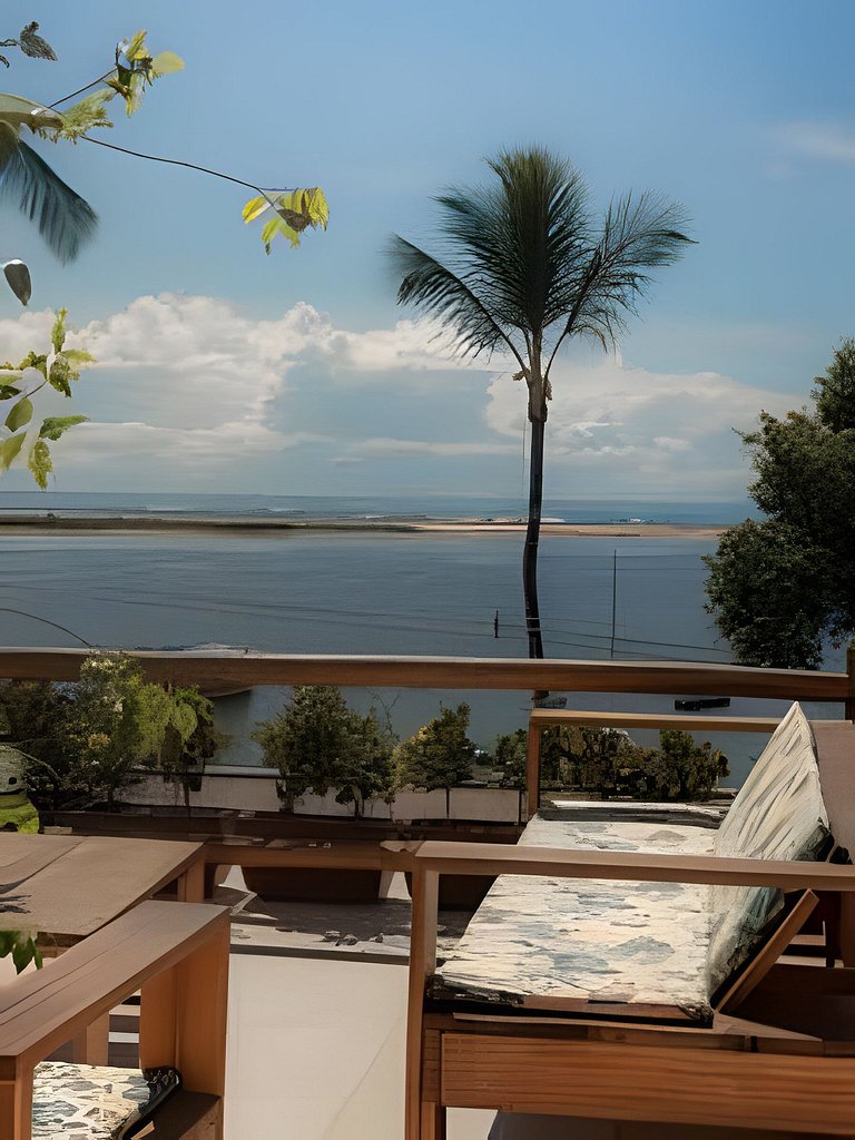 Vista mar e rio na Orla Casa flor, Apartamento 1